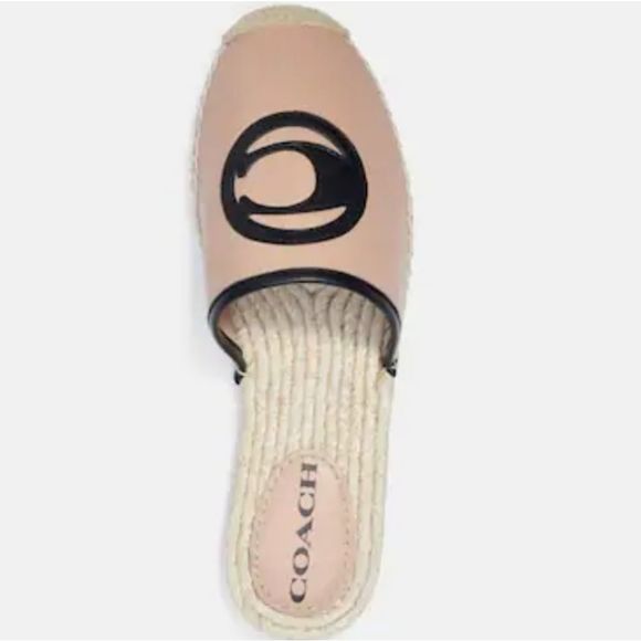 Coach Channing Leather Logo Slip On Espadrille Mules - Picture 10 of 16